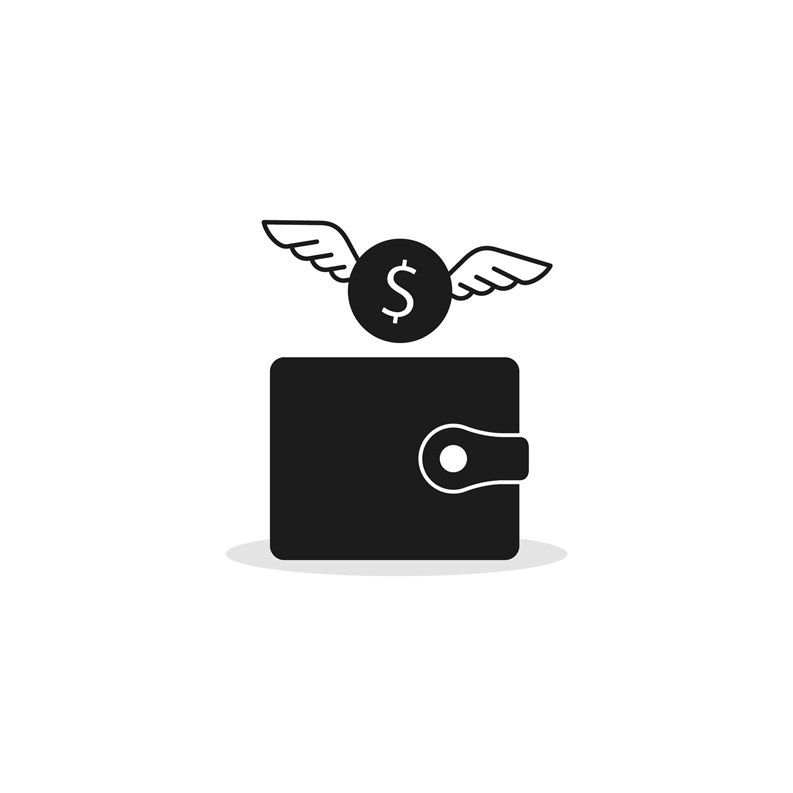 Значок кошелька Phantom. Деньги вылетают из бумажника рисунок. Fly money Wallet Art Pen. Муха деньги