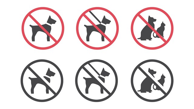 Dogs on a leash and pets not allowed icon
