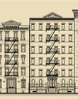 Old building and facades of new york - totally fictitious vector illustration