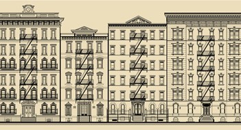 Old building and facades of new york - totally fictitious vector illustration