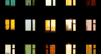 Night windows of the old block of flats