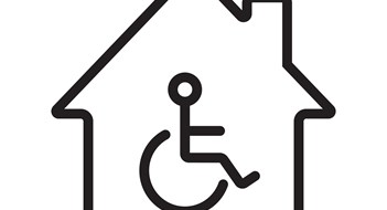 House with special facilities linear vector icons. Thin line. Handicap hospital