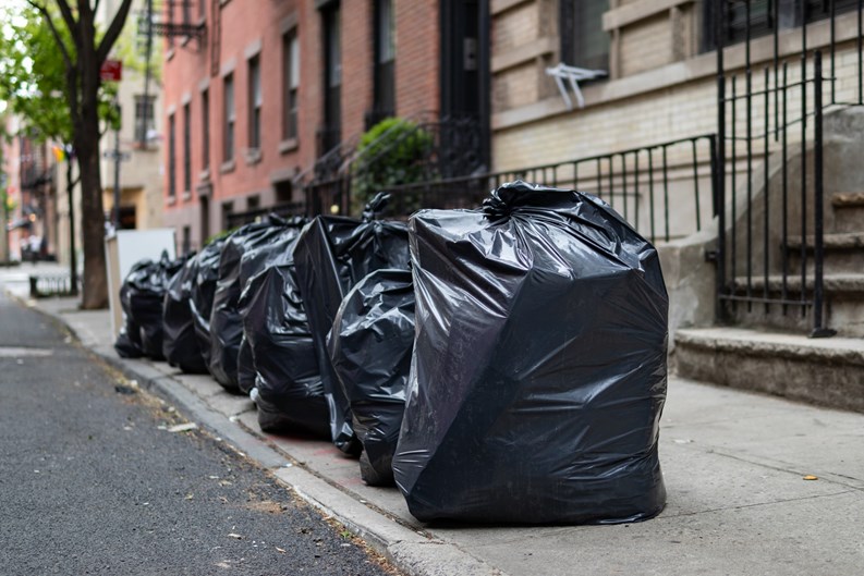 Large Garbage Containers Trash Dumpsters And Bins Standing In Row