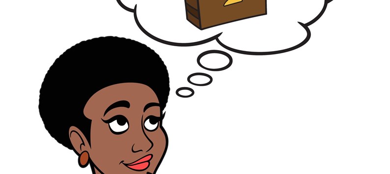 A cartoon illustration of a Black Woman thinking about Law School.