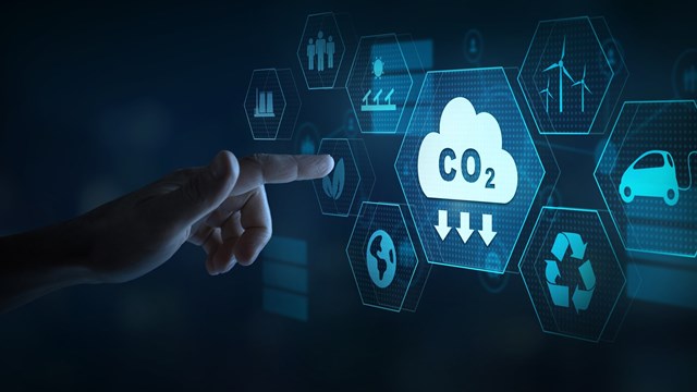 Reduce CO2 emission and carbon footprint, green business. Limit global warming and climate change. Sustainable development, carbon neutral industry.