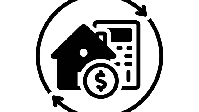 Icon for refinance, reinvestment, economy, mortgage, home, price, finance, borrower, equity, considerations