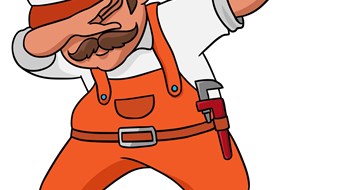 Managing Maintenance Staff Dabbing plumber character vector cartoon clip art