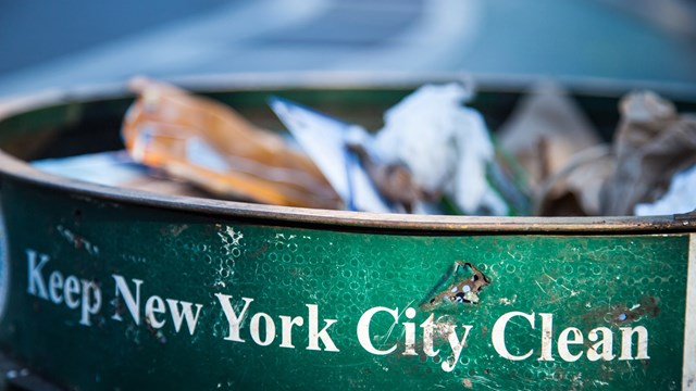 Trash can in New York City
