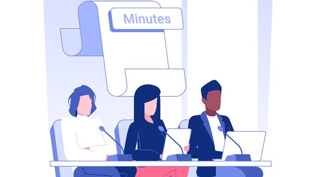 Meeting minutes isolated concept vector illustration. Group of diverse people keeping track or writing of meeting minutes, international business travel, negotiations process vector concept.