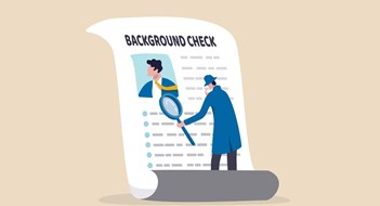 New Law Limits How Boards Can Use Criminal Background Checks Background check for employment or recruitment, criminal or drug check on candidate or employee, work experience or career history concept, detective with magnifier checking on candidate document.