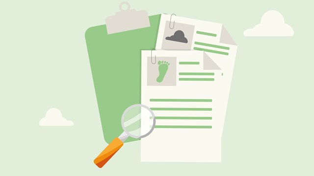 Environmental Impact Report Analysis Document Clipboard. Collect emissions Data. Environmental Data Analytics. Carbon Footprint and Ecological Data. Vector illustration