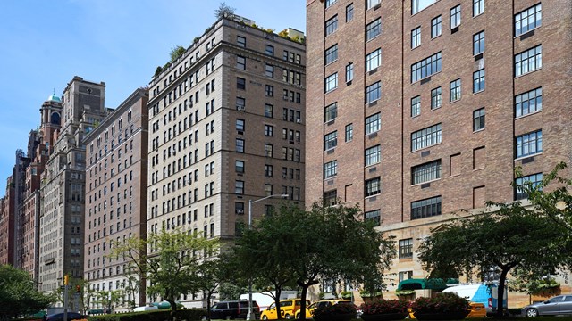 Park Avenue in Manhattan's Upper East Side, a boulevard with long rows of elegant old apartment buildings