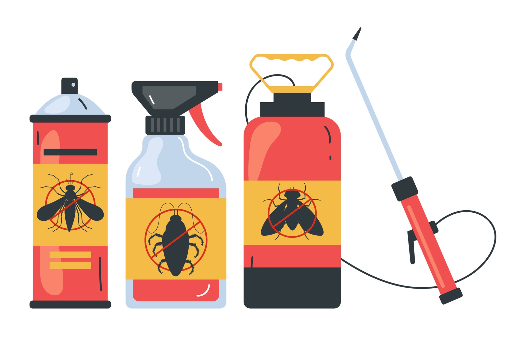Pesticide pest bottle control insect insecticide spray concept. Vector graphic design