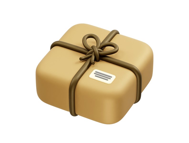 Parcel packaging box icon 3d rendering element