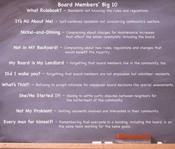Top Complaints of Board Members and Residents