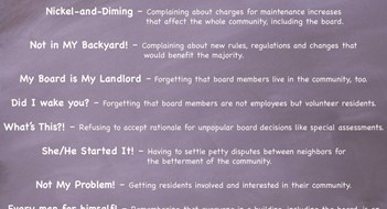 Top Complaints of Board Members and Residents